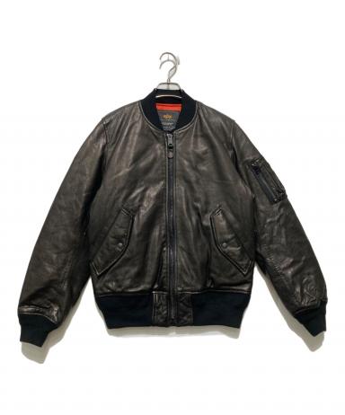 中古・古着通販】ALPHA (アルファ) MA-1レザーダウンジャケット