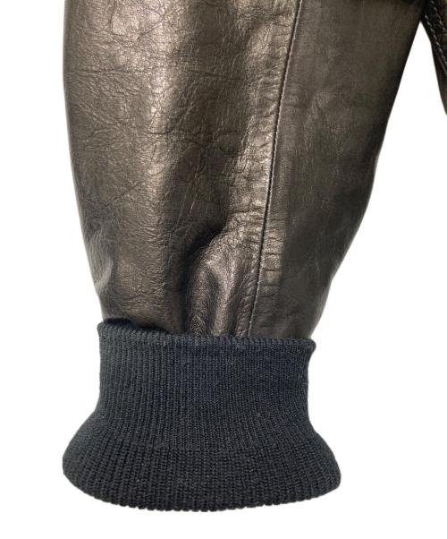 ALPHA（アルファ）ALPHA (アルファ) MA-1レザーダウンジャケット ブラック サイズ:Mの古着・服飾アイテム