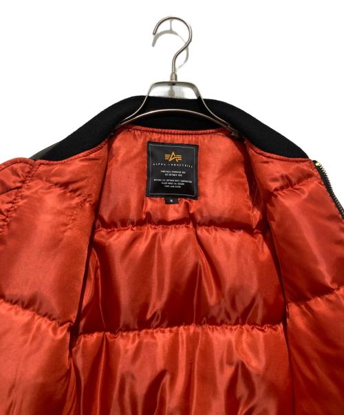 ALPHA（アルファ）ALPHA (アルファ) MA-1レザーダウンジャケット ブラック サイズ:Mの古着・服飾アイテム