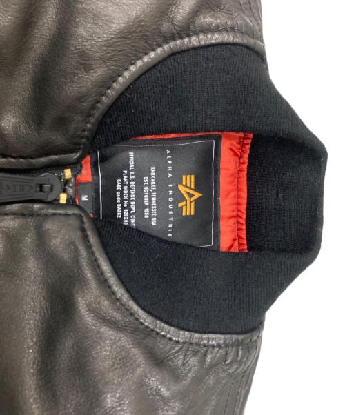 ALPHA（アルファ）ALPHA (アルファ) MA-1レザーダウンジャケット ブラック サイズ:Mの古着・服飾アイテム