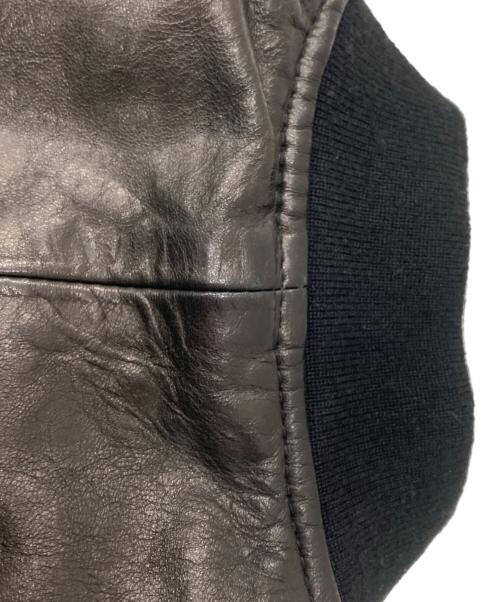 ALPHA（アルファ）ALPHA (アルファ) MA-1レザーダウンジャケット ブラック サイズ:Mの古着・服飾アイテム