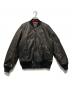 ALPHA（アルファ）の古着「MA-1レザーダウンジャケット」｜ブラック