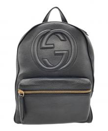 GUCCI（グッチ）の古着「インターロッキングG レザーチェーンバックパック」｜ブラック