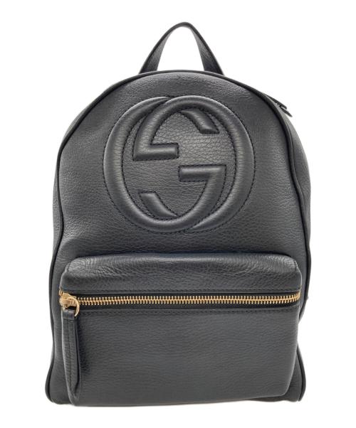 GUCCI（グッチ）GUCCI (グッチ) インターロッキングG レザーチェーンバックパック ブラックの古着・服飾アイテム