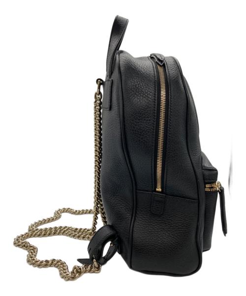 GUCCI（グッチ）GUCCI (グッチ) インターロッキングG レザーチェーンバックパック ブラックの古着・服飾アイテム