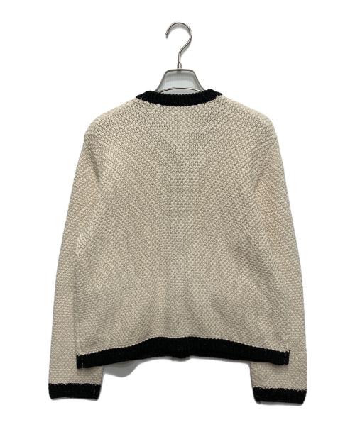 Mila Owen（ミラオーウェン）Mila Owen (ミラオーウェン) ノーカラーニットジャケット ベージュ×ブラック サイズ:Mの古着・服飾アイテム