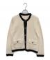 Mila Owen（ミラオーウェン）の古着「ノーカラーニットジャケット」｜ベージュ×ブラック