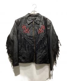 BIKERS DREAM APPAREL（バイカーズドリームアパレル）の古着「フリンジレザージャケット」｜ブラック