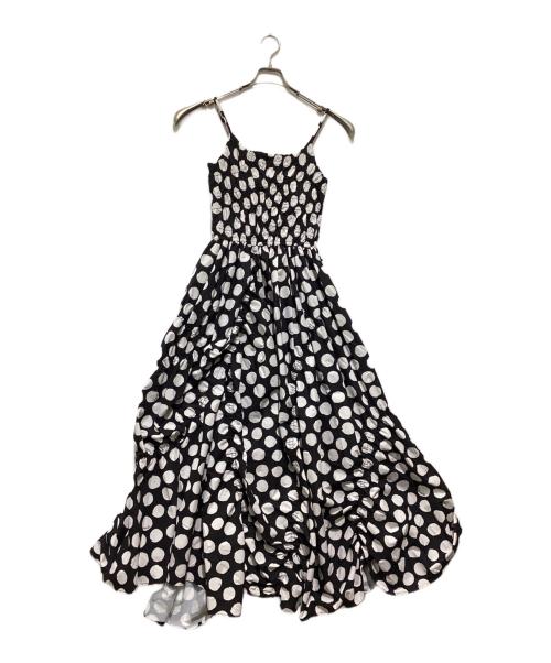 OMMO（オーエムエムオー）OMMO (オーエムエムオー) IRREGULAR SHIRRING CAMI OP ホワイト×ブラック サイズ:Mの古着・服飾アイテム