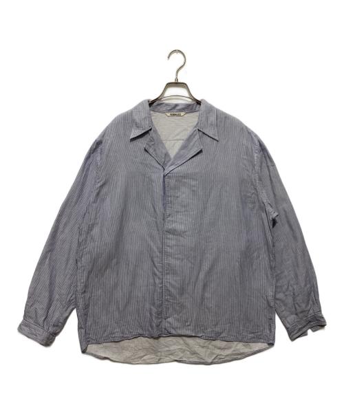 AURALEE（オーラリー）AURALEE (オーラリー) GIZA LIGHT WEIGHT DOUBLE-CLOTH P/O SHIRTS ブルー×ホワイト サイズ:XLの古着・服飾アイテム