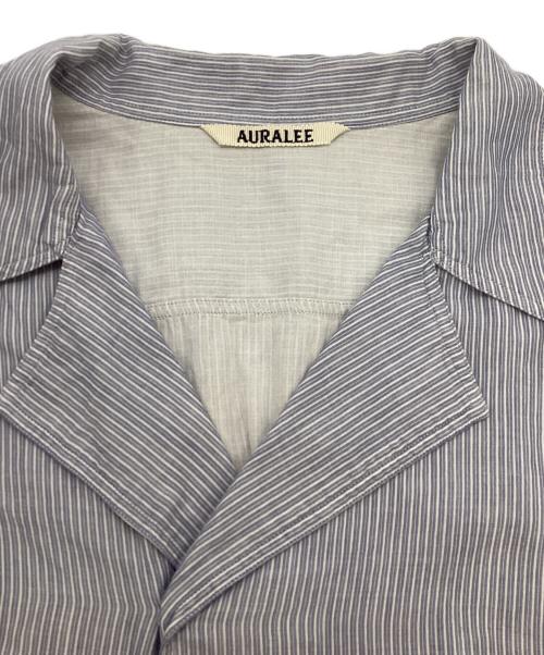 AURALEE（オーラリー）AURALEE (オーラリー) GIZA LIGHT WEIGHT DOUBLE-CLOTH P/O SHIRTS ブルー×ホワイト サイズ:XLの古着・服飾アイテム