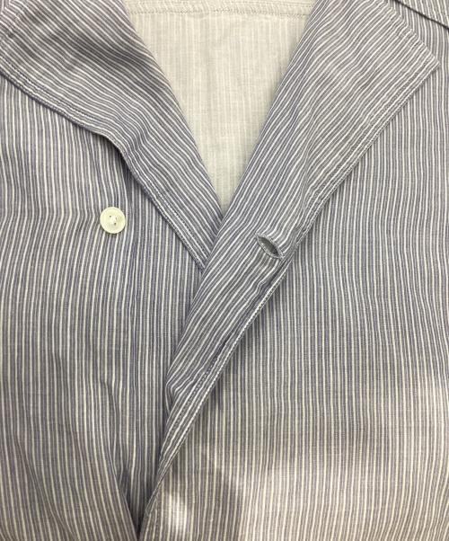 AURALEE（オーラリー）AURALEE (オーラリー) GIZA LIGHT WEIGHT DOUBLE-CLOTH P/O SHIRTS ブルー×ホワイト サイズ:XLの古着・服飾アイテム