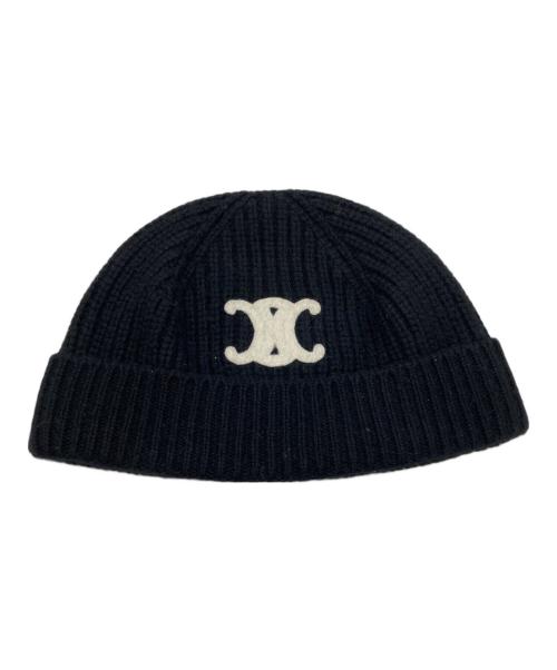 CELINE（セリーヌ）CELINE (セリーヌ) シームレス カシミア トリオンフ ニット帽 ブラックの古着・服飾アイテム