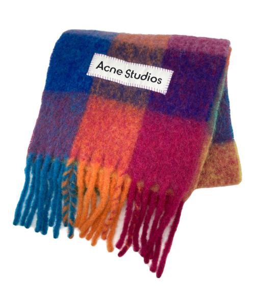 Acne studios（アクネ ストゥディオス）Acne studios (アクネ ストゥディオス) モヘアチェックスカーフ ピンク×オレンジの古着・服飾アイテム