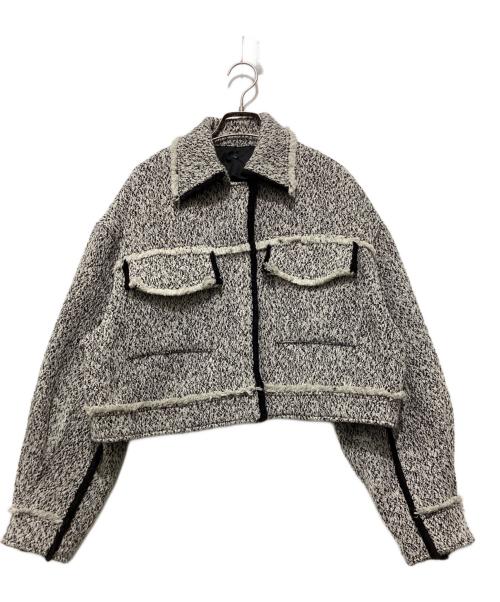Ameri（アメリ）AMERI (アメリ) TWEED SHORT JACKET ホワイト×ブラック サイズ:FREEの古着・服飾アイテム