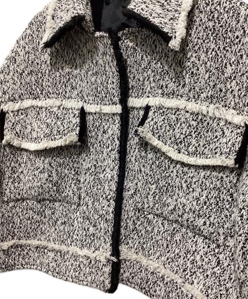 Ameri（アメリ）AMERI (アメリ) TWEED SHORT JACKET ホワイト×ブラック サイズ:FREEの古着・服飾アイテム