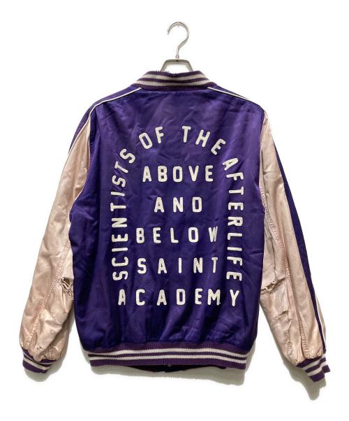 SAINT MICHAEL（セントマイケル）SAINT MICHAEL (セントマイケル) SHERMER ACADEMY (シャーマーアカデミー) ダメージ加工スカジャンブルゾン パープル サイズ:Lの古着・服飾アイテム