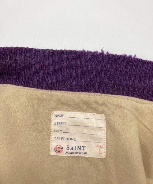 SAINT MICHAEL（セントマイケル）SAINT MICHAEL (セントマイケル) SHERMER ACADEMY (シャーマーアカデミー) ダメージ加工スカジャンブルゾン パープル サイズ:Lの古着・服飾アイテム
