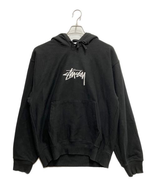 stussy（ステューシー）stussy (ステューシー) ロゴプルオーバーパーカー ブラック サイズ:Lの古着・服飾アイテム