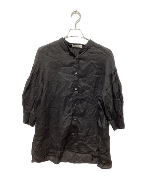 ebure（エブール）ebure (エブール) バンドカラーリネンシャツ ブラック サイズ:38の古着・服飾アイテム
