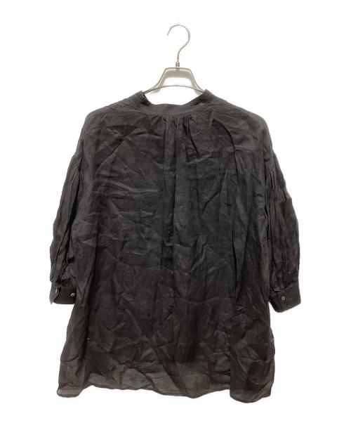 ebure（エブール）ebure (エブール) バンドカラーリネンシャツ ブラック サイズ:38の古着・服飾アイテム