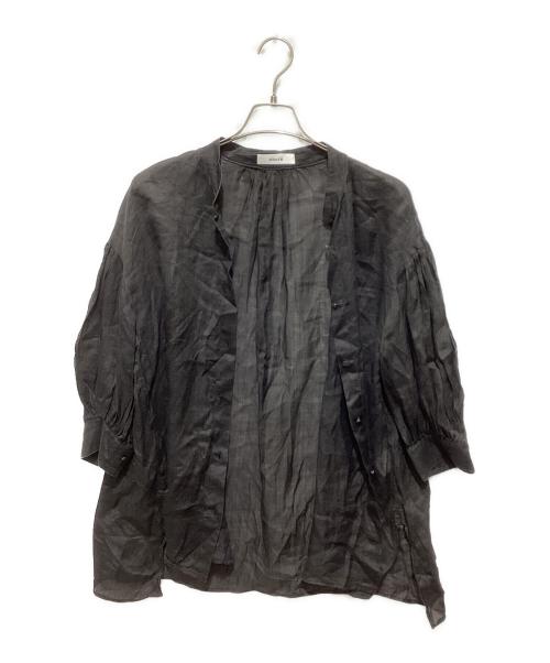 ebure（エブール）ebure (エブール) バンドカラーリネンシャツ ブラック サイズ:38の古着・服飾アイテム