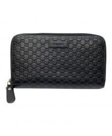 GUCCI（グッチ）の古着「長財布 / マイクログッチシマ / ラウンドファスナー 長財布」｜ブラック