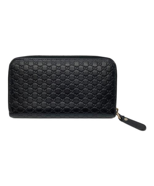 GUCCI（グッチ）GUCCI (グッチ) 長財布 / マイクログッチシマ / ラウンドファスナー 長財布 ブラックの古着・服飾アイテム