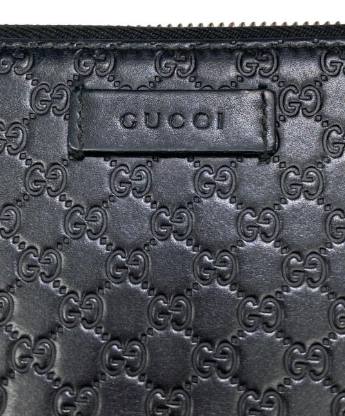 GUCCI（グッチ）GUCCI (グッチ) 長財布 / マイクログッチシマ / ラウンドファスナー 長財布 ブラックの古着・服飾アイテム