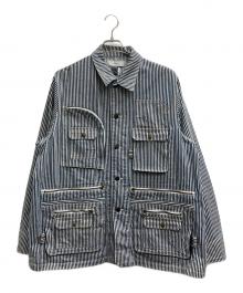 FACETASM（ファセッタズム）の古着「HICKORY COVERALL（ヒッコリー　カバーオール）」｜ホワイト×ネイビー