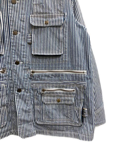 FACETASM（ファセッタズム）FACETASM (ファセッタズム) HICKORY COVERALL（ヒッコリー　カバーオール） ホワイト×ネイビー サイズ:4の古着・服飾アイテム