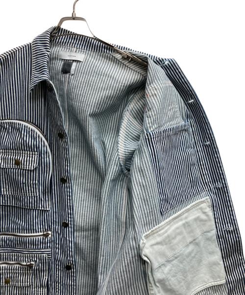 FACETASM（ファセッタズム）FACETASM (ファセッタズム) HICKORY COVERALL（ヒッコリー　カバーオール） ホワイト×ネイビー サイズ:4の古着・服飾アイテム