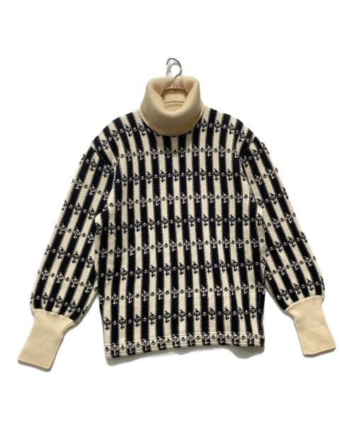 CHANEL BOUTIQUE（シャネル ブティック）CHANEL BOUTIQUE (シャネル ブティック) ラナウールタートルネックニット ブラック×アイボリー サイズ:36の古着・服飾アイテム