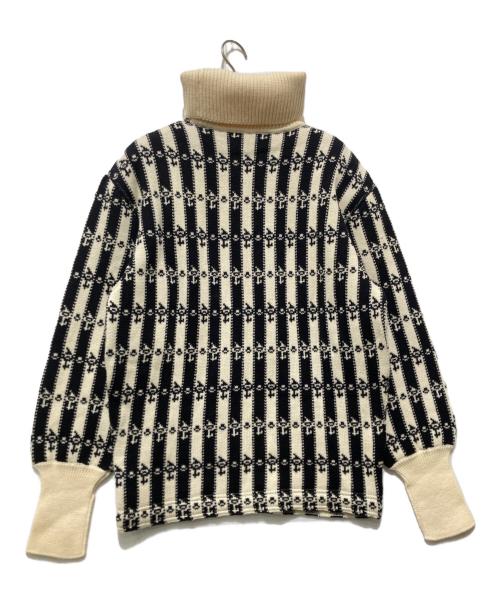 CHANEL BOUTIQUE（シャネル ブティック）CHANEL BOUTIQUE (シャネル ブティック) ラナウールタートルネックニット ブラック×アイボリー サイズ:36の古着・服飾アイテム