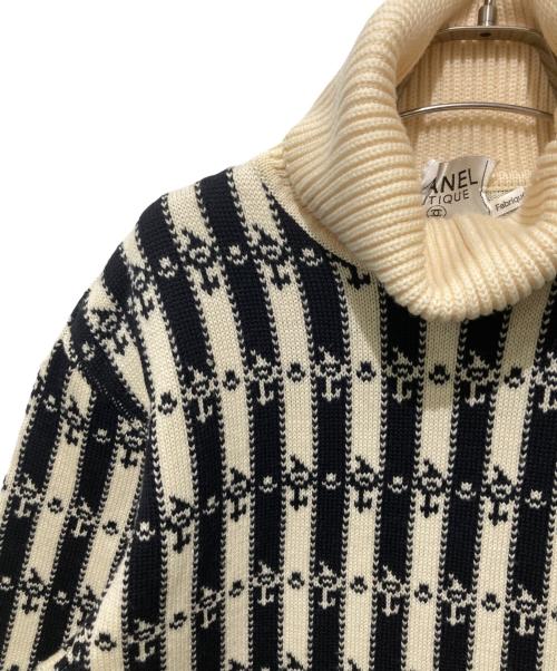 CHANEL BOUTIQUE（シャネル ブティック）CHANEL BOUTIQUE (シャネル ブティック) ラナウールタートルネックニット ブラック×アイボリー サイズ:36の古着・服飾アイテム