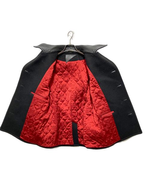 MATOLITE.Lot（マトライト）MATOLITE.Lot (マトライト) 襟レザー切替Pコート ブラック サイズ:不明の古着・服飾アイテム