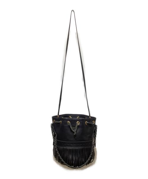 J&M DAVIDSON（ジェイ＆エム デヴィッドソン）J&M DAVIDSON (ジェイ＆エム デヴィッドソン) フリンジレザーショルダーバッグ ブラックの古着・服飾アイテム
