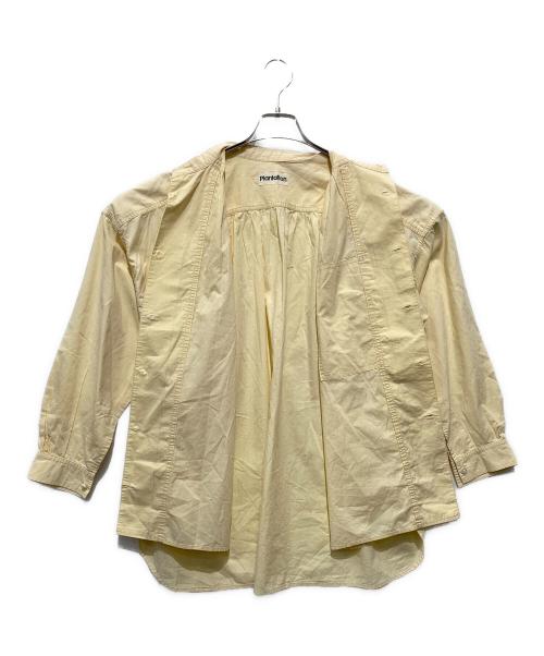 plantation（プランテーション）plantation (プランテーション) バンドカラーシャツ イエロー サイズ:Ｌの古着・服飾アイテム