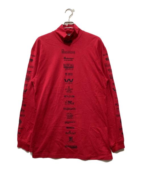 BALENCIAGA（バレンシアガ）BALENCIAGA (バレンシアガ) MULTI LOGO HI-NECK OVERSIZED レッド サイズ:Sの古着・服飾アイテム