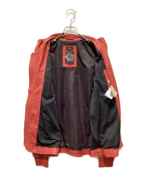 DIESEL（ディーゼル）DIESEL (ディーゼル) ラムレザージャケット レッド サイズ:Lの古着・服飾アイテム