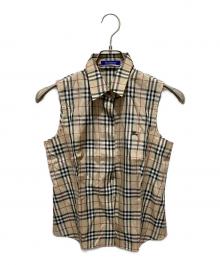 BURBERRY BLUE LABEL（バーバリー ブルー レーベル）の古着「シルク混ノースリーブシャツ」｜ベージュ