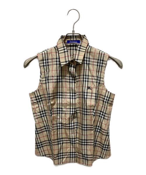 BURBERRY BLUE LABEL（バーバリー ブルー レーベル）BURBERRY BLUE LABEL (バーバリー ブルー レーベル) シルク混ノースリーブシャツ ベージュ サイズ:M(38)の古着・服飾アイテム