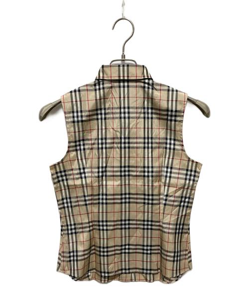 BURBERRY BLUE LABEL（バーバリー ブルー レーベル）BURBERRY BLUE LABEL (バーバリー ブルー レーベル) シルク混ノースリーブシャツ ベージュ サイズ:M(38)の古着・服飾アイテム