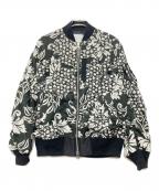 sacaiサカイ）の古着「Floral Embroidered Patch Blouson」｜ホワイト×ブラック