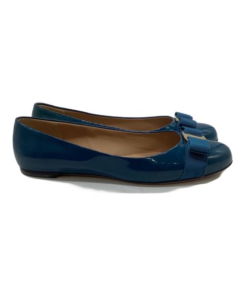 Salvatore Ferragamo（サルヴァトーレ フェラガモ）Salvatore Ferragamo (サルヴァトーレ フェラガモ) バラリボンパンプス グリーン サイズ:8 1/2の古着・服飾アイテム