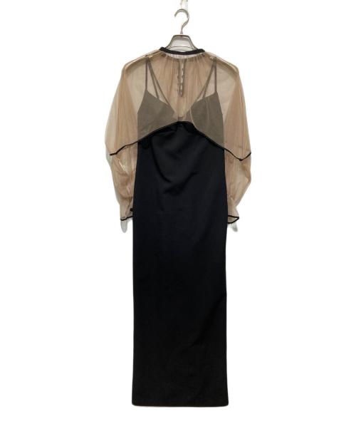 Ameri（アメリ）Ameri (アメリ) MANY WAY AIRY VEIL DRESS ブラック×ベージュ サイズ:Ｌの古着・服飾アイテム