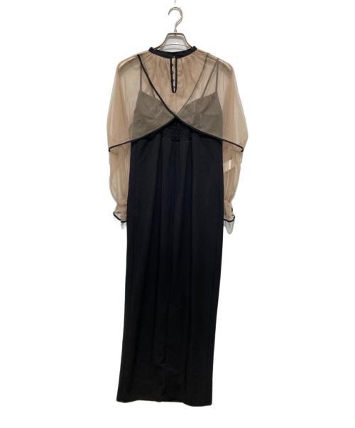 Ameri（アメリ）Ameri (アメリ) MANY WAY AIRY VEIL DRESS ブラック×ベージュ サイズ:Ｌの古着・服飾アイテム
