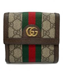 GUCCI（グッチ）の古着「シェリーライン2つ折り財布」｜ブラウン