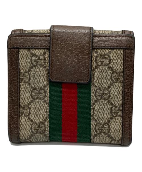 GUCCI（グッチ）GUCCI (グッチ) シェリーライン2つ折り財布 ブラウンの古着・服飾アイテム