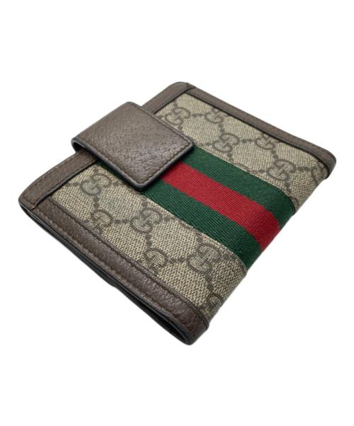 GUCCI（グッチ）GUCCI (グッチ) シェリーライン2つ折り財布 ブラウンの古着・服飾アイテム